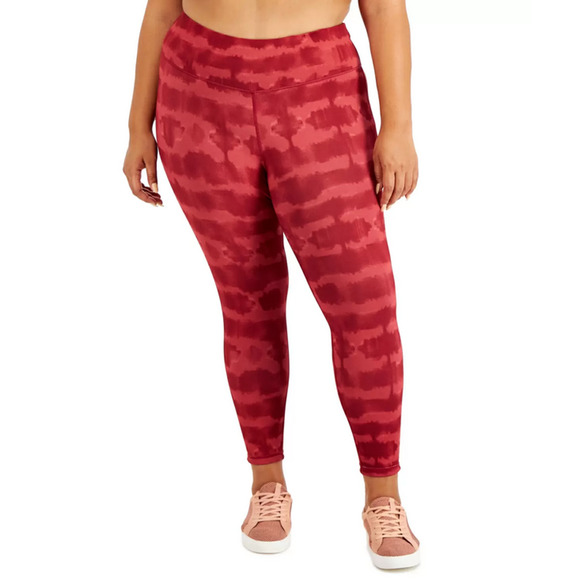 Id Ideology Tie-Dyed Reversible Cropped Leggings Burgundy Size XL - Picture 1 of 1